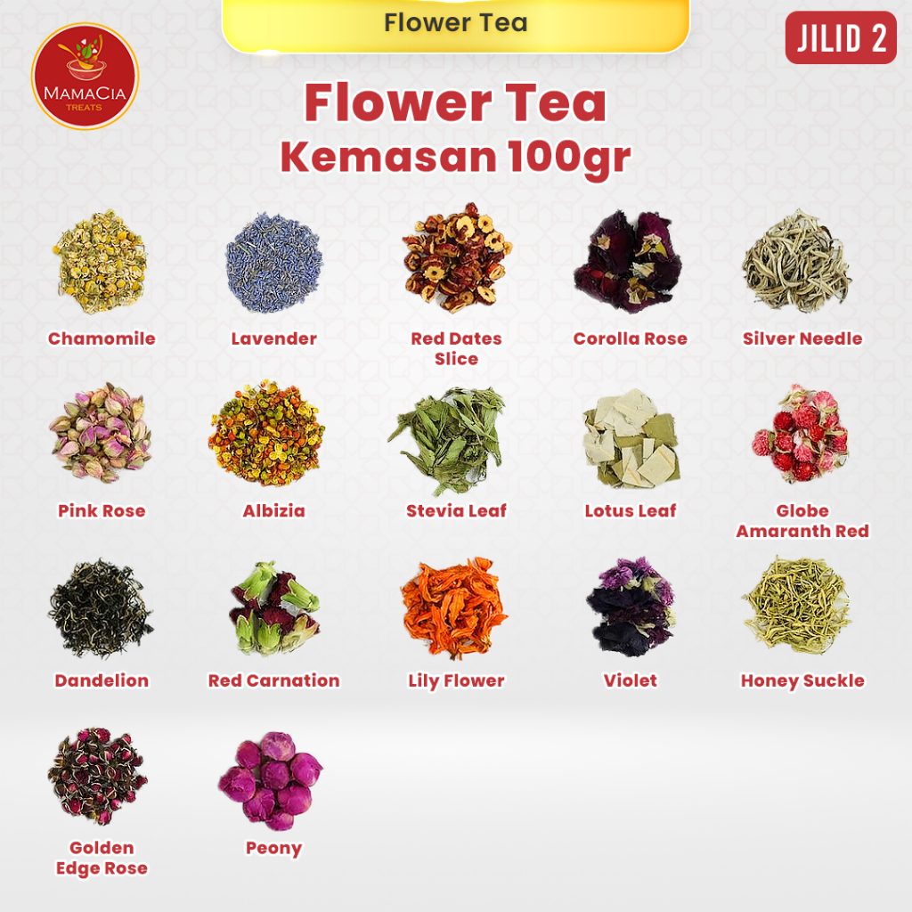 

Mamacia Treats (100 gram) Lavender Chamomile Chrysanthemum Teh Bunga Telang Flower Tea Jilid 2