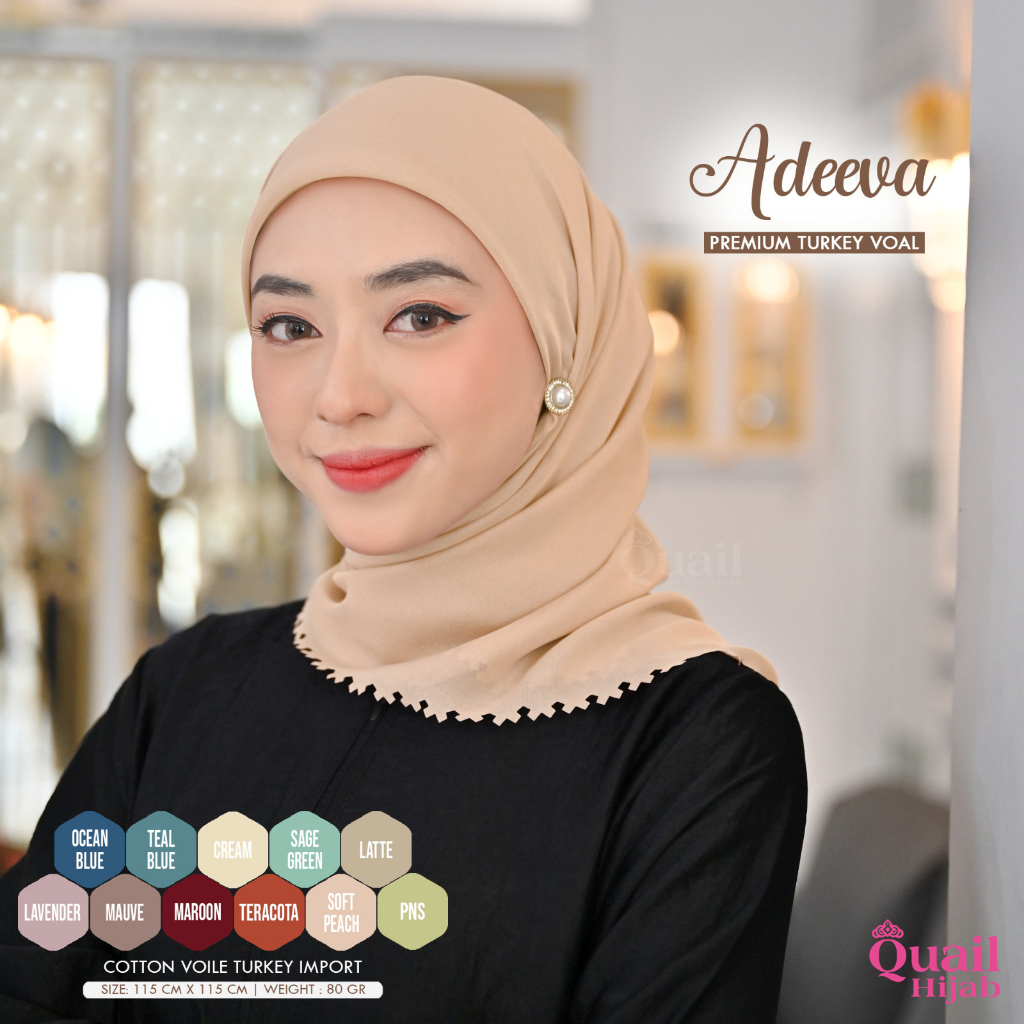 ADEEVA VOAL Quail Hijab Voal Polos Segi Empat