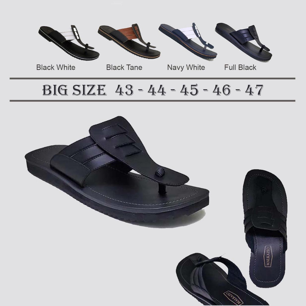 Flip Flop Big Size 43 44 45 46 47 Sandal Pria Kulit Asli (Ukuran Besar Jumbo) Sendal Jepit Capit Original