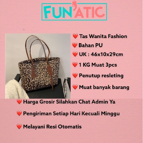 Funatic Tote Bag Leopard Wanita Import Kekinian Fashion Korea FA1092