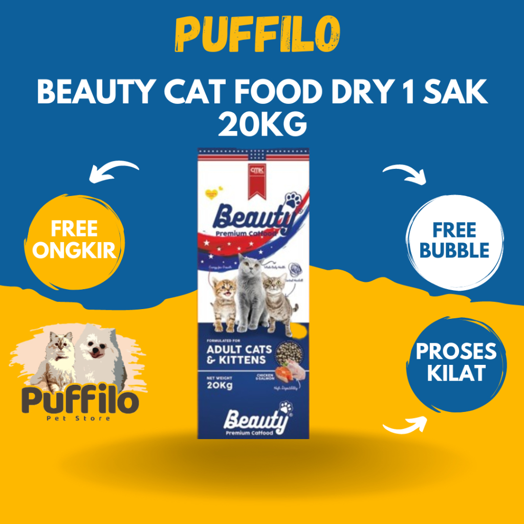 BEAUTY CAT FOOD DRY 1 SAK 20KG MAKANAN KUCING KERING