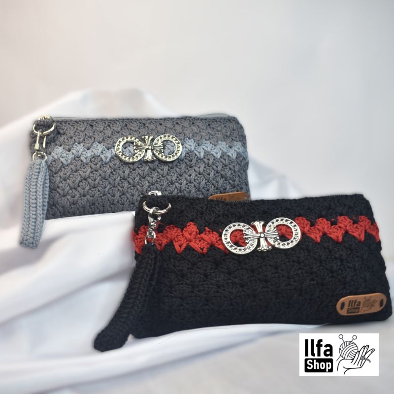 

Tempat pensil rajut pouch make up dompet wanita 18C