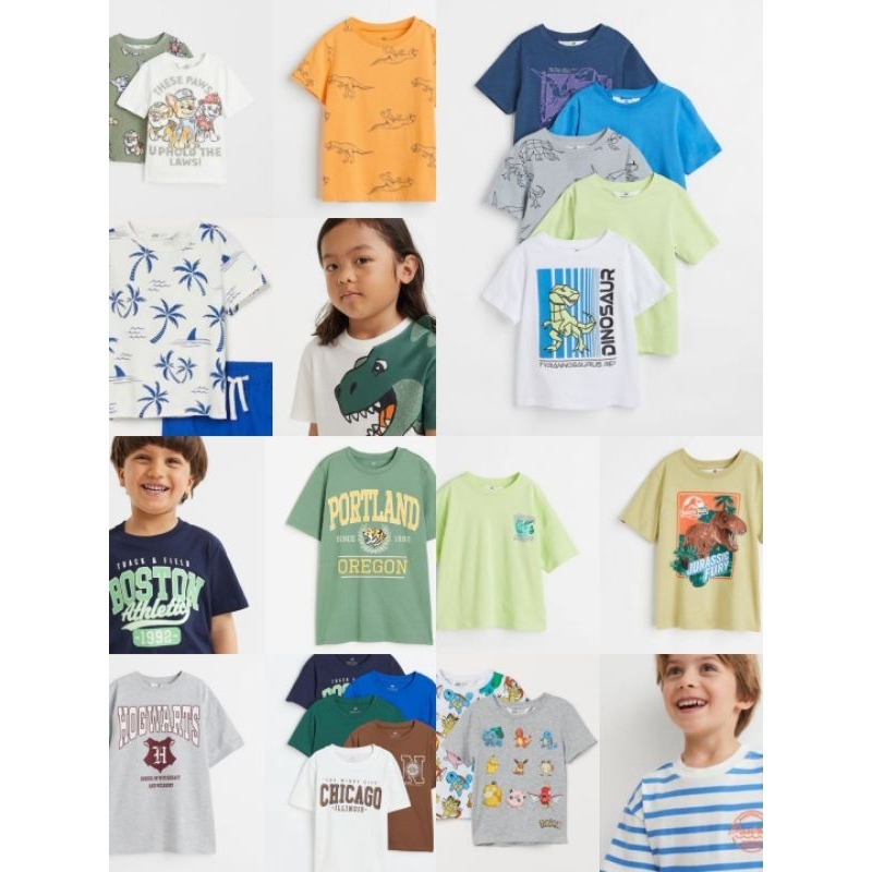 B332 KAOS ANAK HNM COWOK DINO POKEMON HOGWARTS BRANDED ORI