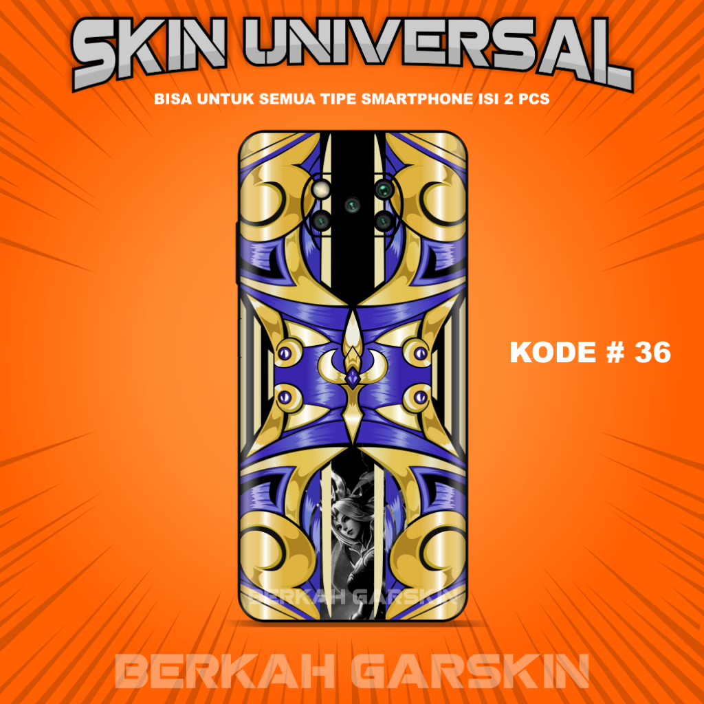 (Isi 2 Pcs) Garskin Stiker Universal Untuk Semua tipe HP Kode # 36 - 40 Bisa Request Gambar( STUN MO