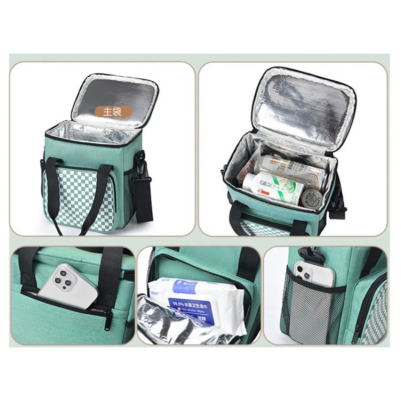 TAS BAYI 6016 - TAS RANTANG “MOTIF CATUR” TAS HANDBAG BAYI PERLENGKAPAN BAYI TRAVEL TAS DIAPER TAS RANTANG MAKANAN - G