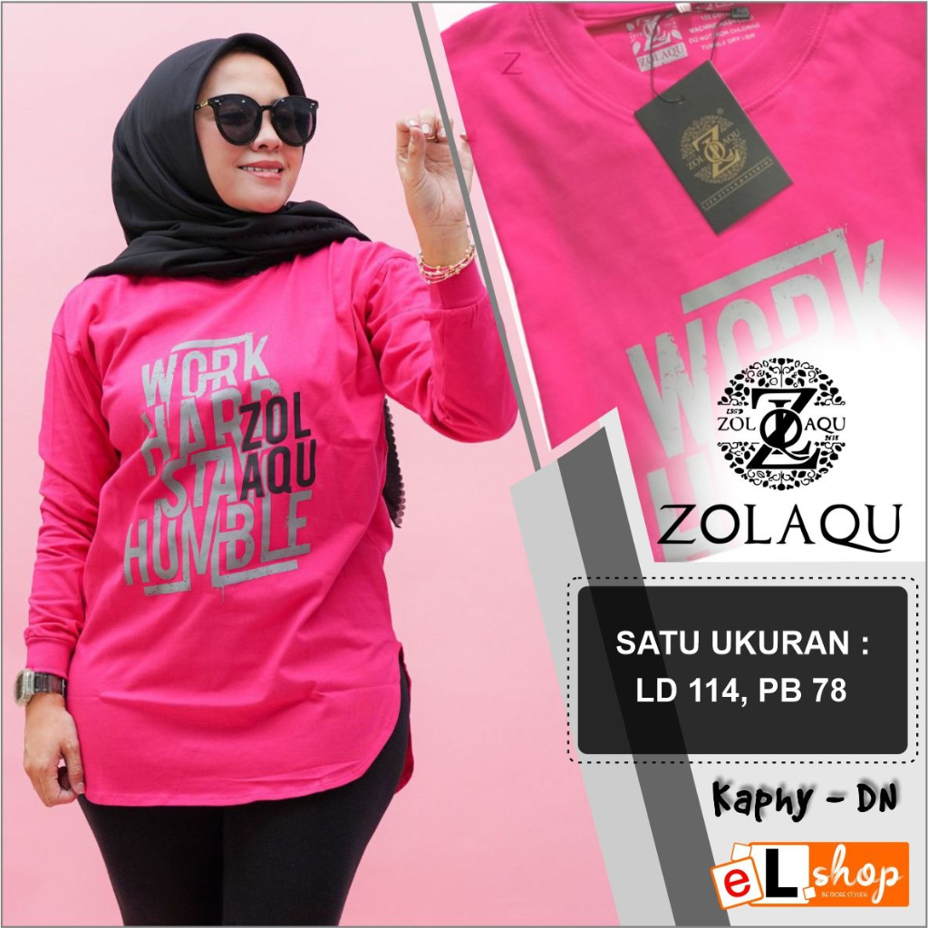 KAOS ZOLAQU ORI TERBARU 2023 ATASAN SEMI TUNIK ORIGINAL 100% PAKAIAN WANITA OUTFIT CLOTHING BAJU BLOUSE BLUS CASUAL SWEATER BUSANA MUSLIM LENGAN PANJANG ZLQ TERLARIS TRENDY TERMURAH TSHIRT JUMBO