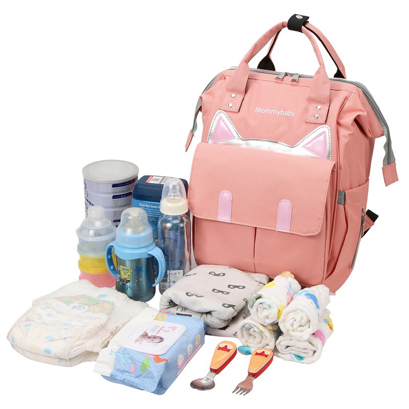 TAS BAYI 6020 - RANSEL BAYI “MOMMYBABY KUCING” TAS PERLENGKAPAN BAYI TRAVEL BAYI MULTIFUNGSI TAS DIAPER POPOK BAYI - F1