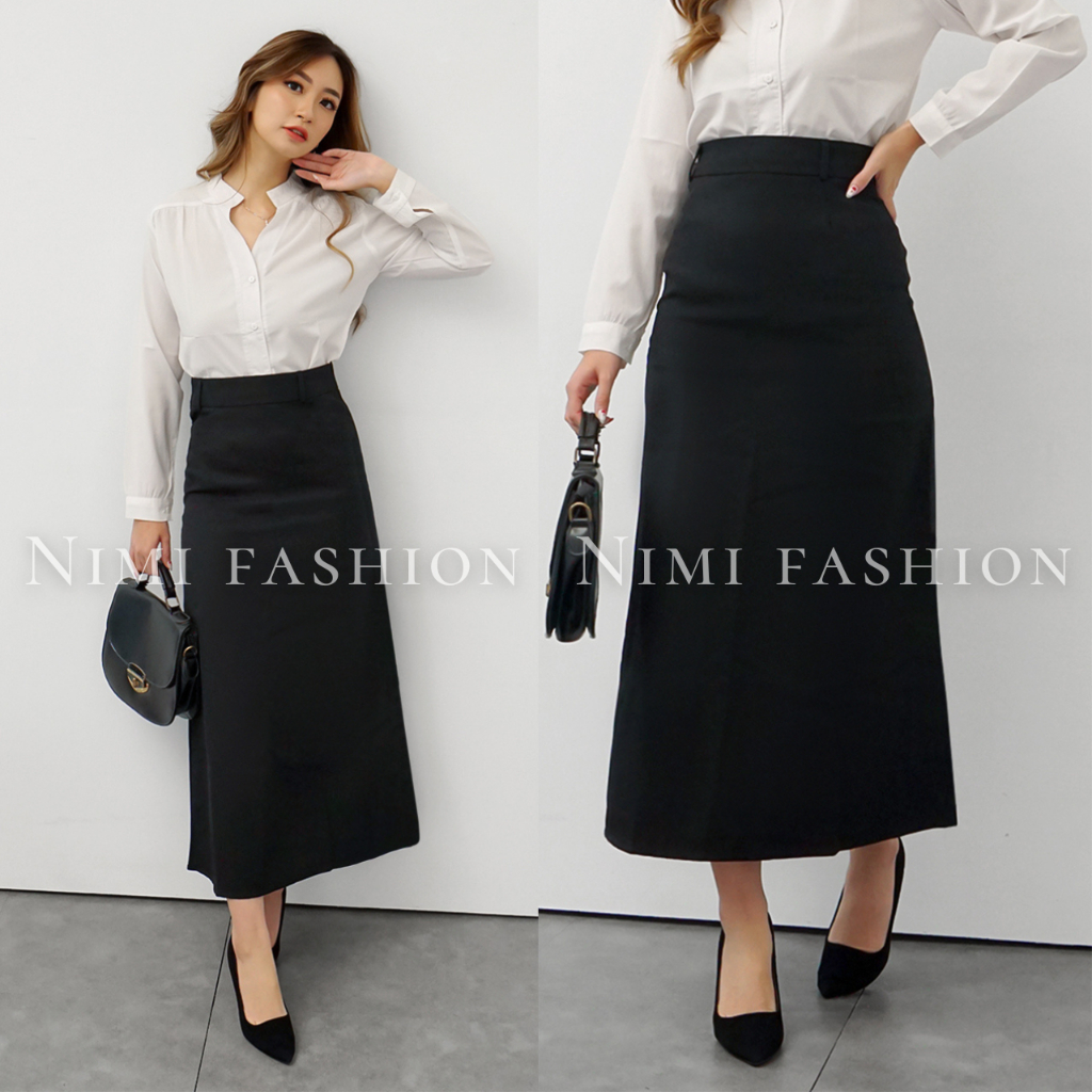 NIMI - Rok A Line Rok Kerja Wanita Panjang Rok Span A Formal Kantor Wanita