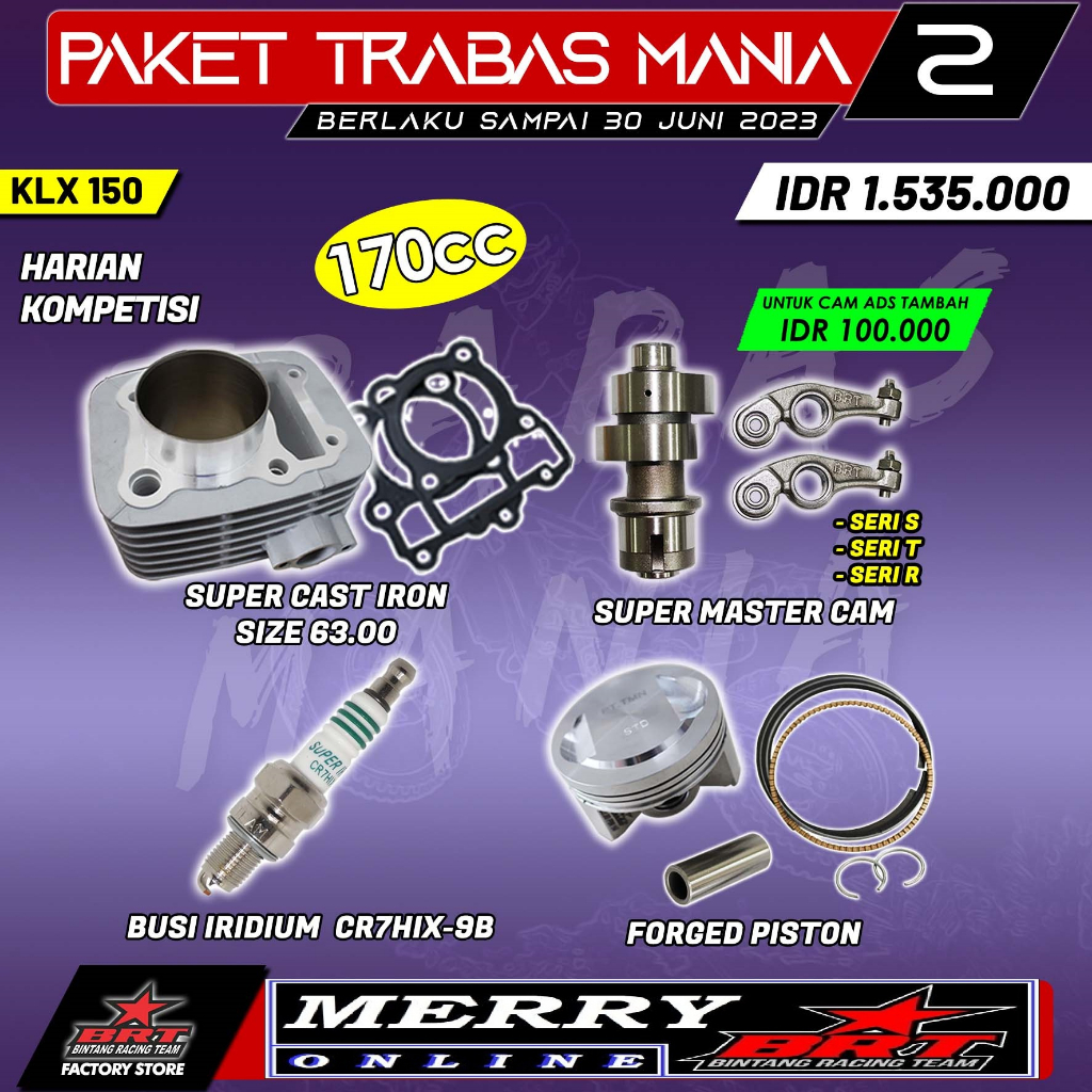 Paket Trabas Mania 4 BRT  Paket Bore Up Kawasaki KLX up 170cc