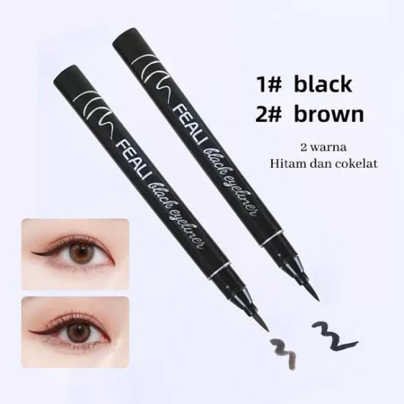 FEALI Eyeliner Waterproof Liquid - Duo Eyeliner Wing With Stamp 2in1