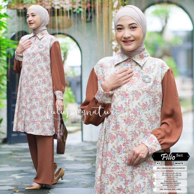 FILIO SET #3 BY TULUS SIGNATURE / ONESET MOTIF MUSLIMAH / Setelan celana wanita kelly crincle