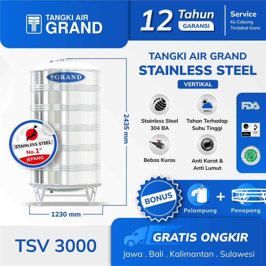 TANDON AIR STAINLESS 2600 LITER TSV3000 GRAND TEDMOND TANGKI HALAL