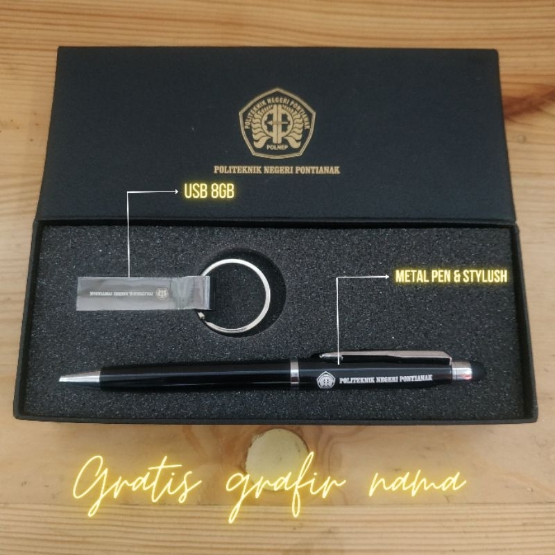 

giftset seminar kit pulpen metal stylush dan usb 32GB gratis grafir