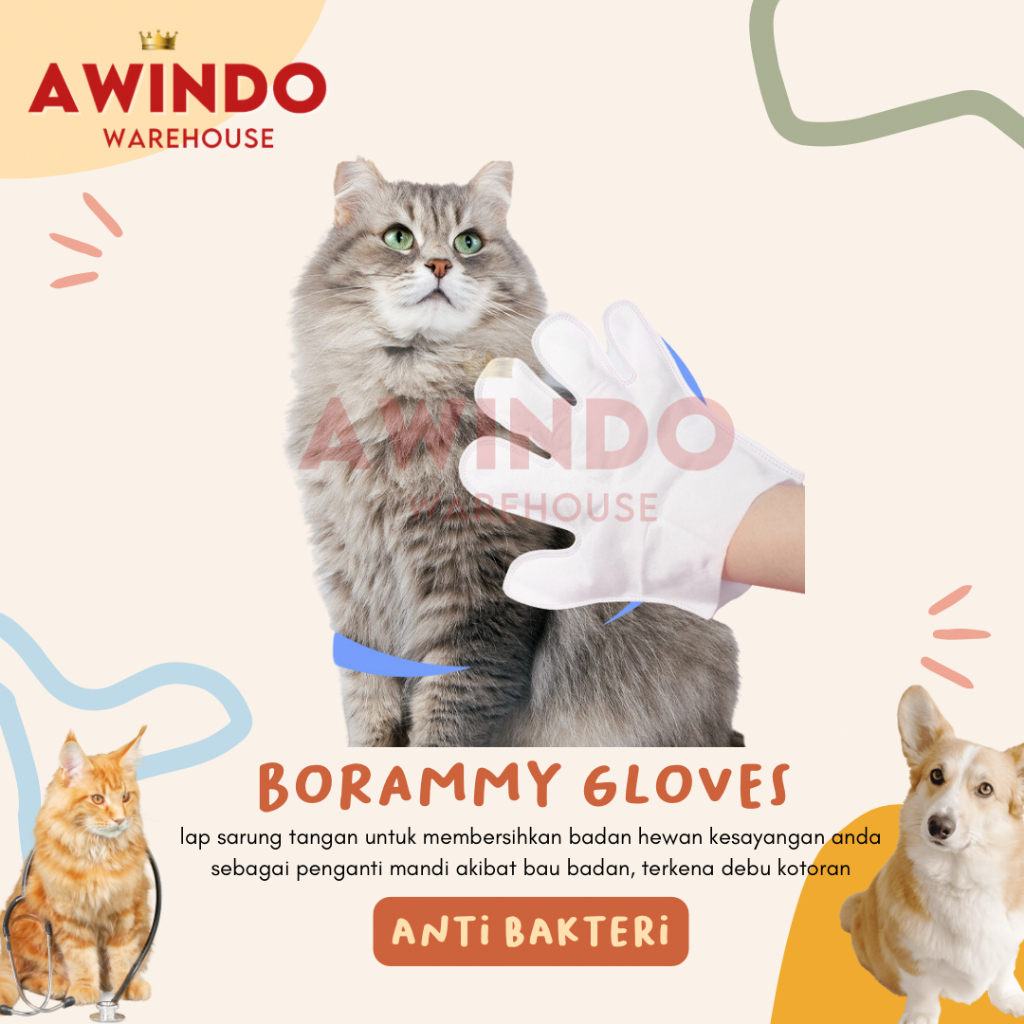 BORAMMY - Pet Cleaning Gloves Lap Sarung Tangan Hewan Kucing Anjing Anti Bakteri