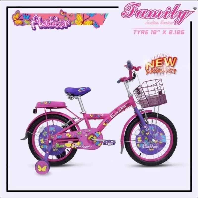 SEPEDA ANAK PEREMPUAN 12 16 18 20 INCH FAMILY FLUBBER PINK