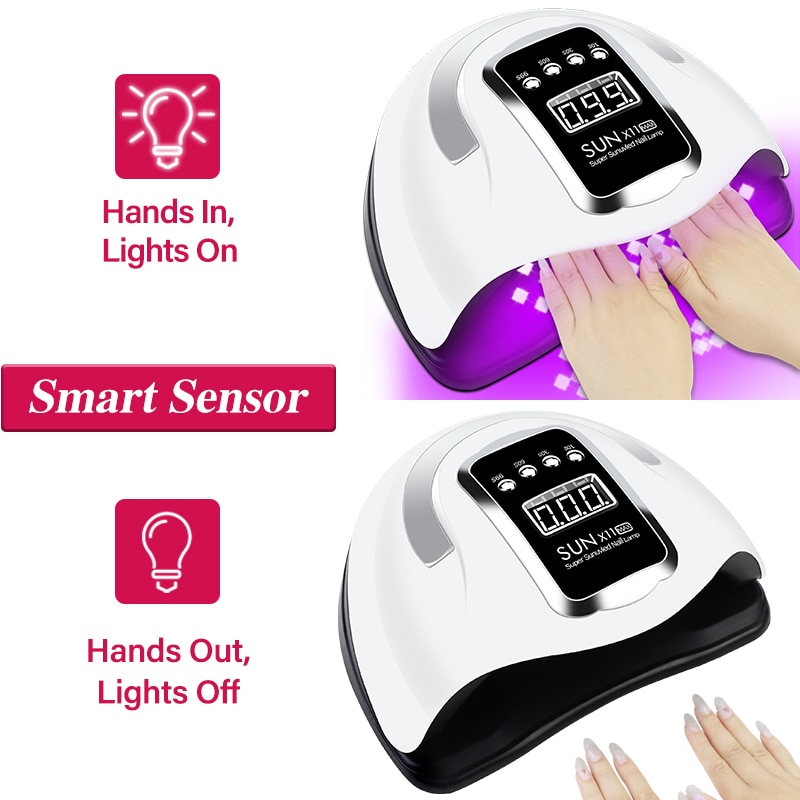 SUN Pengering Kutek UV Lamp Nail Dryer Sensor with LCD Display - X11 MAX - White