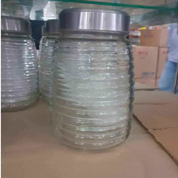 KIG Toples Kaca Tutup Stainless MHR-150SL 1Pcs (1000ml) Toples Lebaran / Toples kaca motif ulir / To