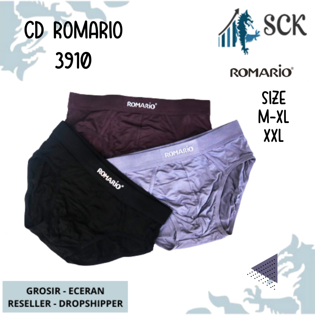 [ISI 3] CD Pria ROMARIO 3910 Model BOXER Bahan Katun Premium / Celana Dalam Pria Boxer model Sporty katun SIZE M L XL - sckmenwear GROSIR