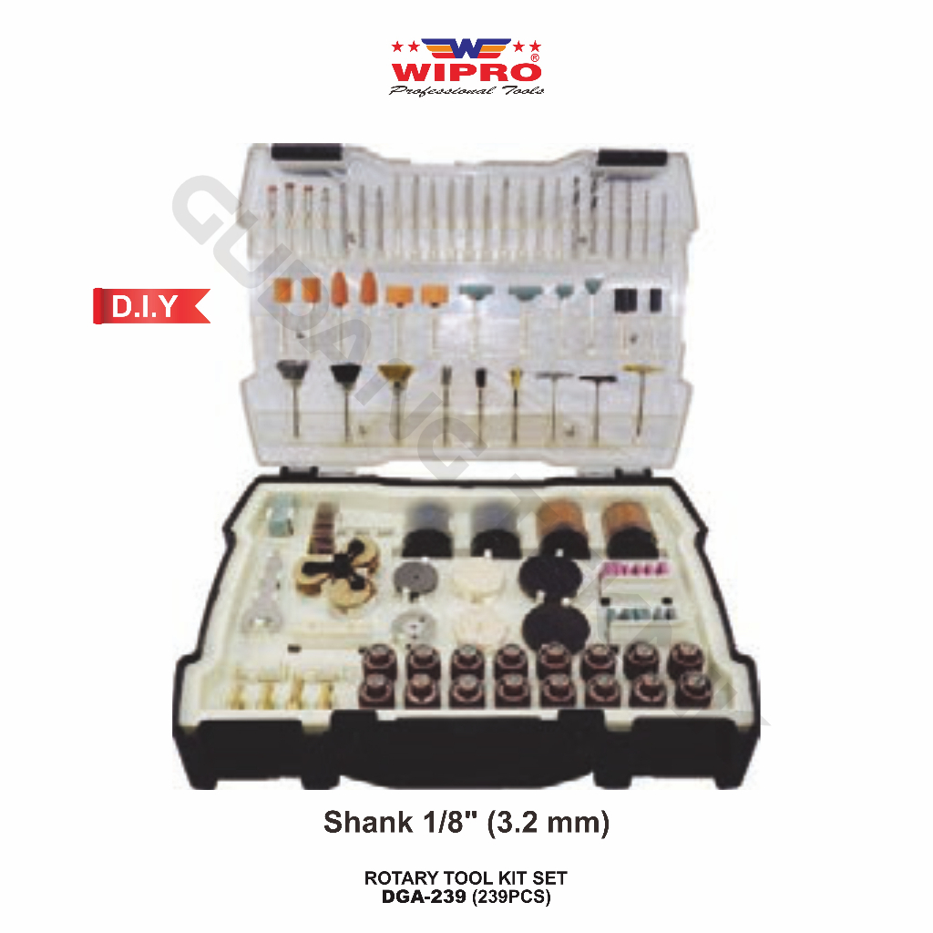 Rotary Tools Set 239pcs WIPRO DGA-239 / Mata Mini Grinder 1 SET 239pcs WIPRO DGA239 - Mata Bor Tuner Grinder DGA 239