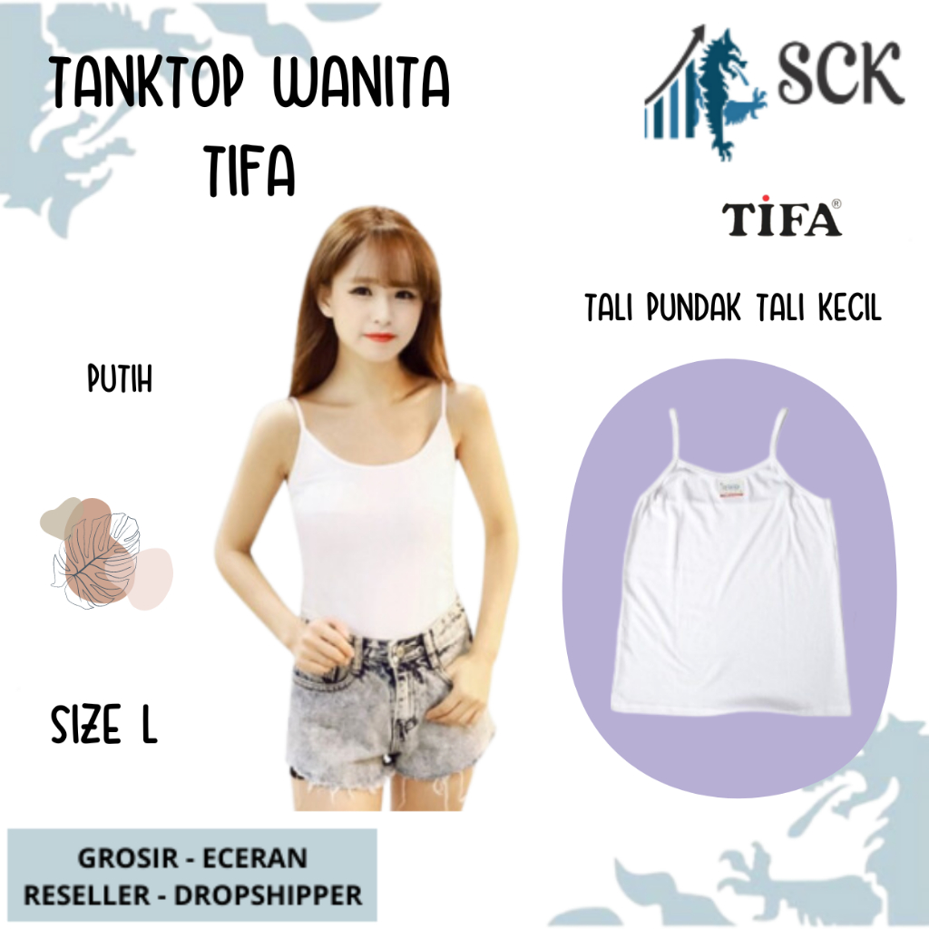 Tank Top Wanita TIFA  Putih Tali Kecil / Kaos Dalam Olahraga Yoga Fitness Aerobik