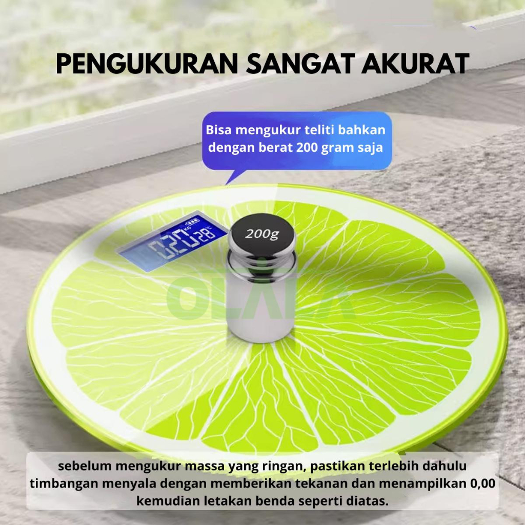 TIMBANGAN BADAN DIGITAL BULAT MOTIF BUAH OLL-28