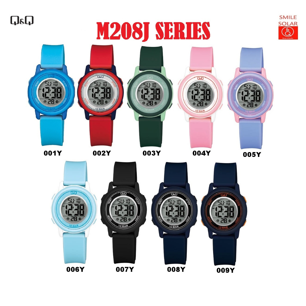 Sale 7.7 Jam Tangan Wanita Casual Sporty Karet Rubber Digital Original Q&amp;Q QnQ QQ M208 M208J Series