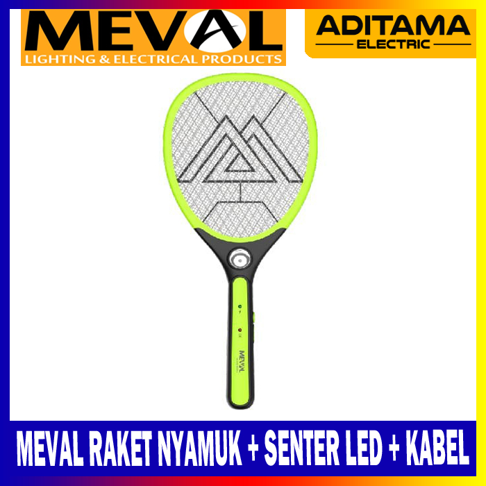 MEVAL RAKET NYAMUK + SENTER LED + KABEL CHARGER MS2-20A