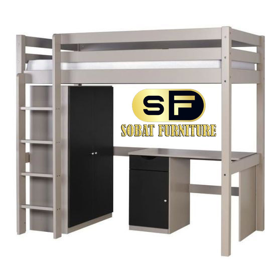 Tempat Tidur Tingkat Modern Kayu Jati dengan Lemari dan Meja Belajar