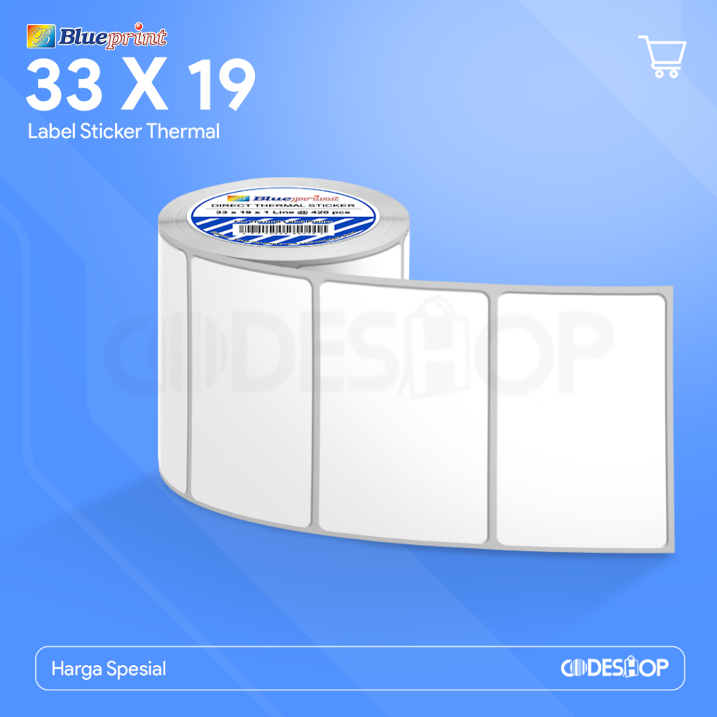 

Blueprint Stiker Label 33x19mm Thermal 1 Line isi 420 Pcs
