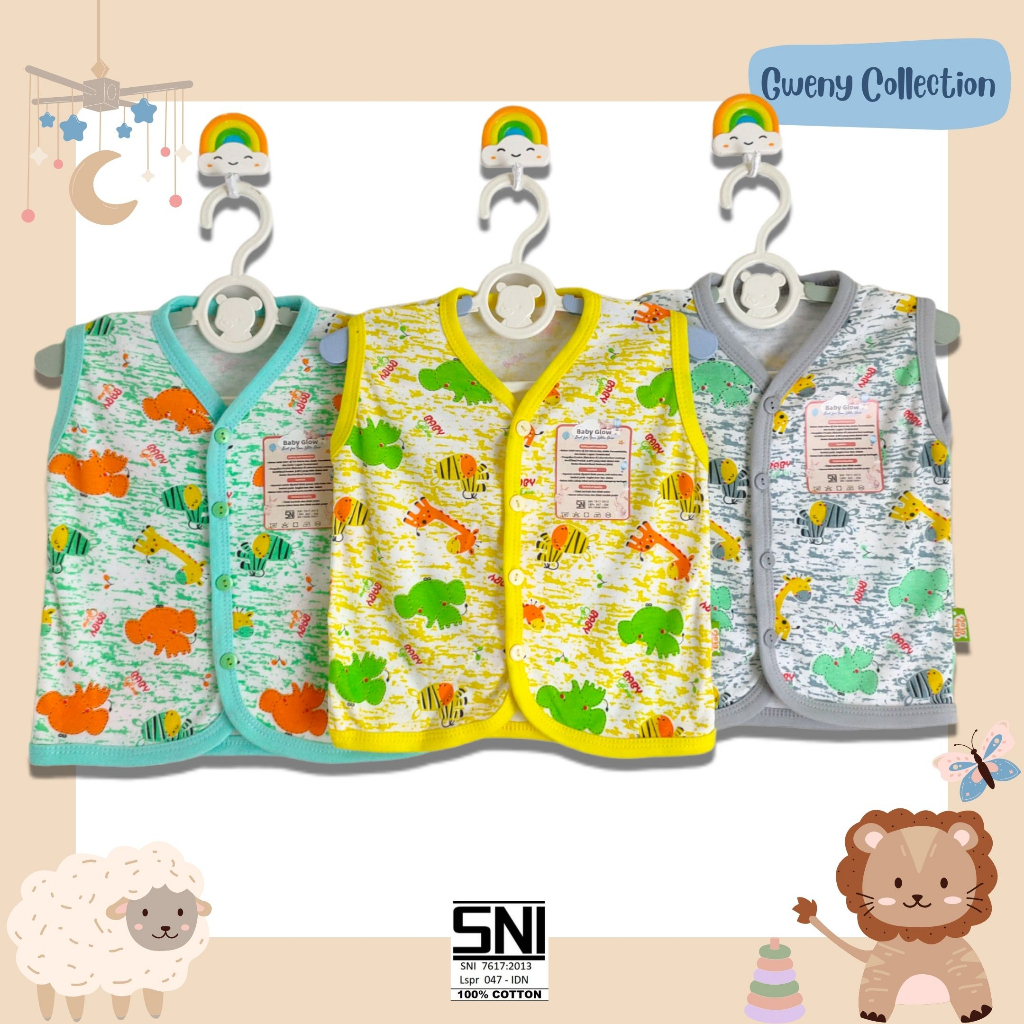 Atasan Lengan Pendek Bayi , Atasan Tanpa Lengan Bayi  Motif  Cute Cat , Gajah Baby Glow