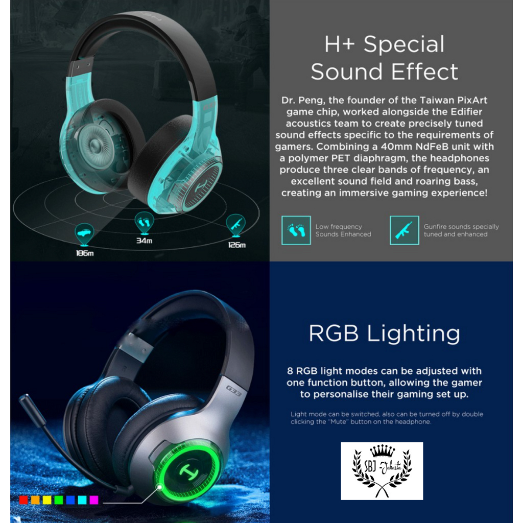 Headphone Hecate G33BT Bluetooth Headset PixArt Low Latency Music Gaming Headphone BT5.0 Edifier Hecate