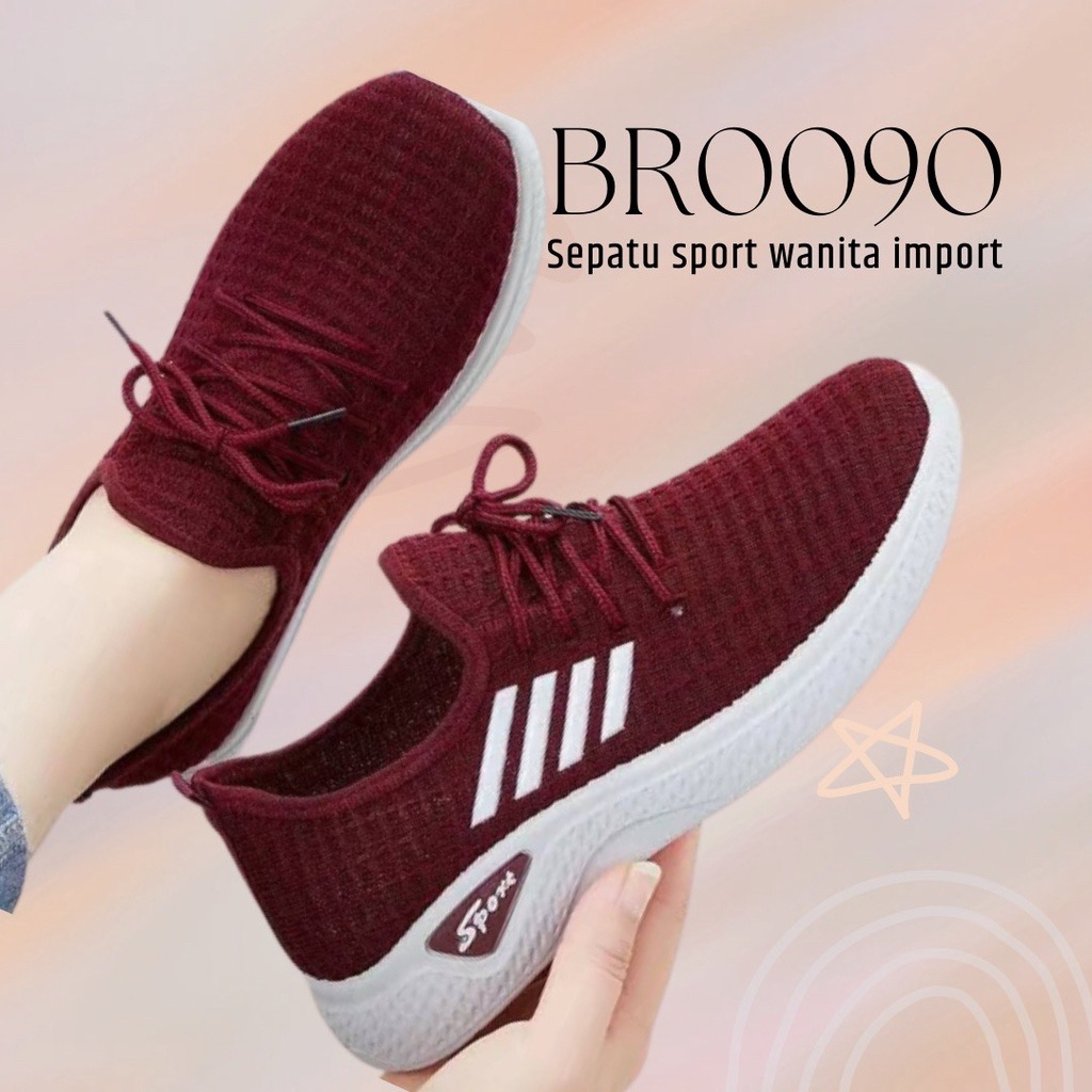 GROSIRTAS LV0090 Sepatu Sneakers Wanita Import Sepatu Sport Wanita Rajut Sepatu Fashion Wanita Korea Motif Garis