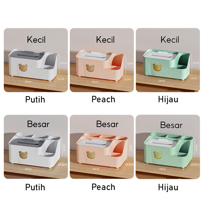 Kotak tisu beruang / kotak tisu sekat / tissue box / storage tisu / kotak tisu serbaguna