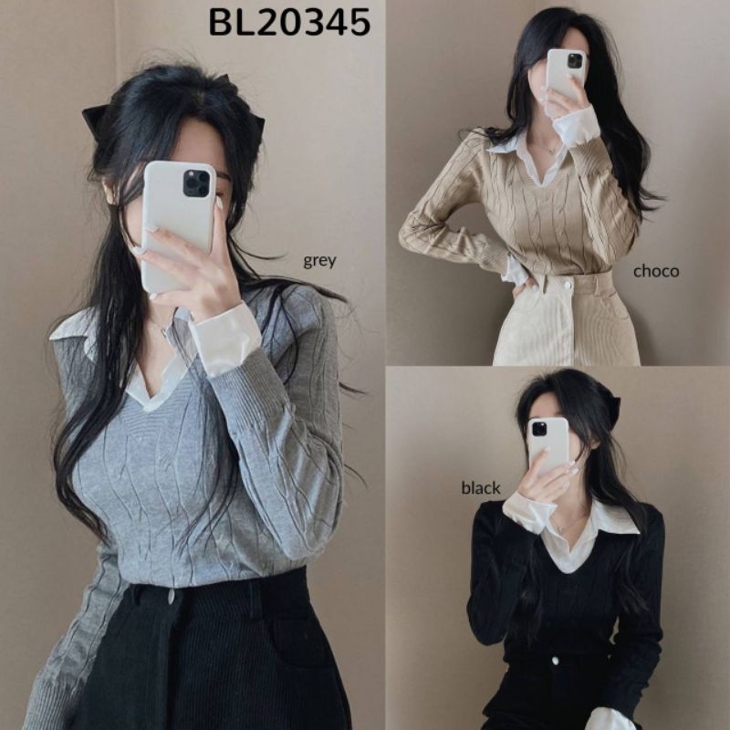 Jihyo Braids 2in1 Knit Blouse / Atasan Korea Style Rajut Wanita