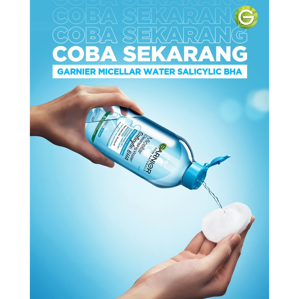 Garnier Micellar Water Blue Biru (Pembersih Wajah Berminyak/Berjerawat) - 125ml 400ml Micelar Kulit