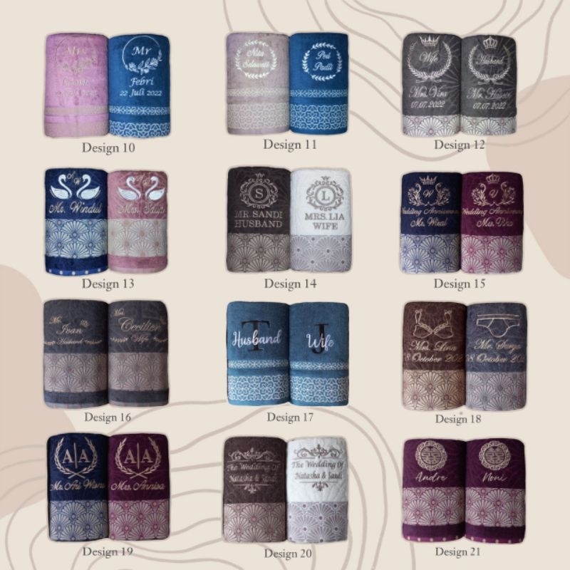 Handuk Mandi Couple Fresia (Free Box + Bordir) - Towel Queen Shop