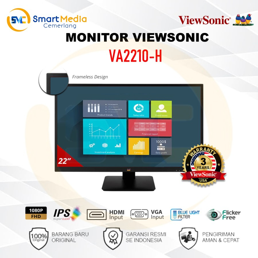 ViewSonic VA2210-H 22'' IPS Monitor FHD HDMI and VGA input