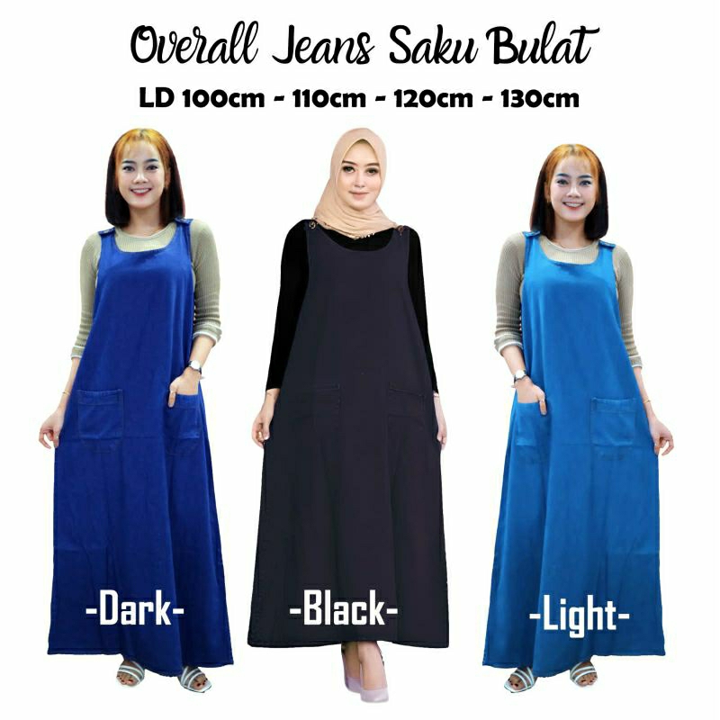 Overall jeans jumbo LD 130,LD 120cm,LD 110cm dan standar LD 100cm-Baju ibu hamil all size