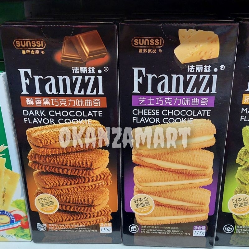 Sunssi Franzzi Dark Chocolate|Cheese Chocolate|Matha Chocolate|Vanilla Lemon Chocolate Cookie 115gr