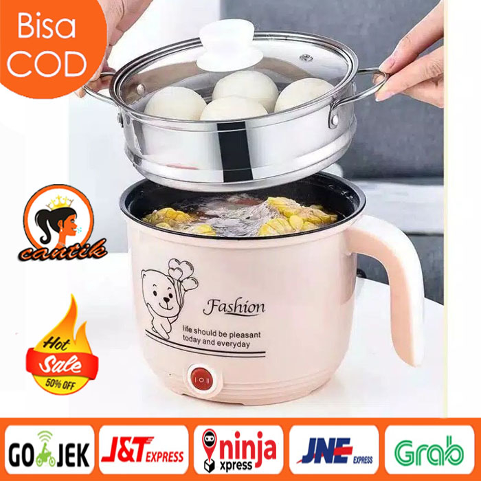 HC Panci Listrik KUKUS / Elektrik Bahan Teflon Free Kukusan Stainless / Panci Penggorengan Multifungsi Serbaguna