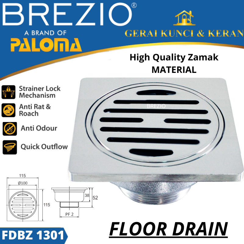 Floor Drain BREZIO FDBZ 1301 Lubang Saringan Lantai WC Mandi CHROME