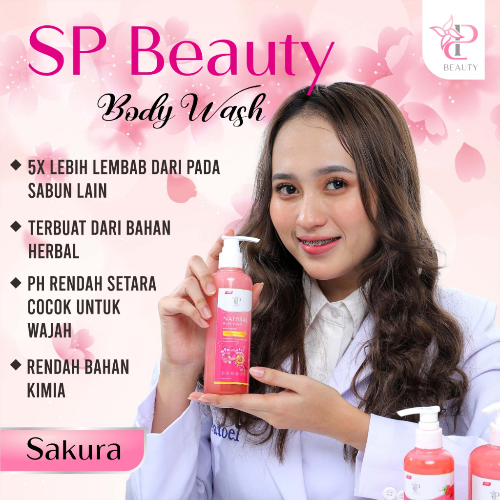 Sp Beauty Body Wash sabun cair herbal. Extra sakura 250ml vitamin C. A &amp; Collagen. - Sabun mandi cair pemutih badan sabun cair pemutih .sabun cair herbal sakura