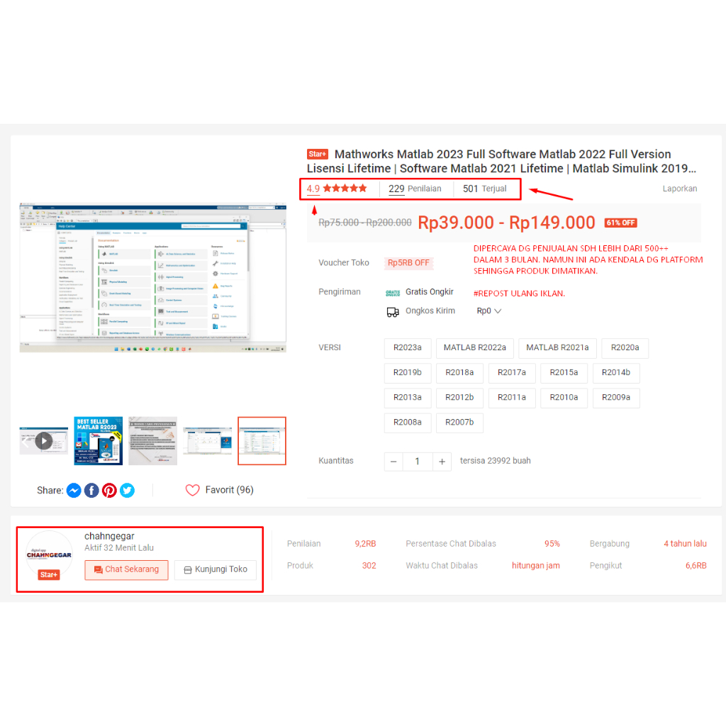 Matlab 2023, 2022, 2021, 2020, 2019, 2018 + simulink + video panduan install Matrix Laboratorium