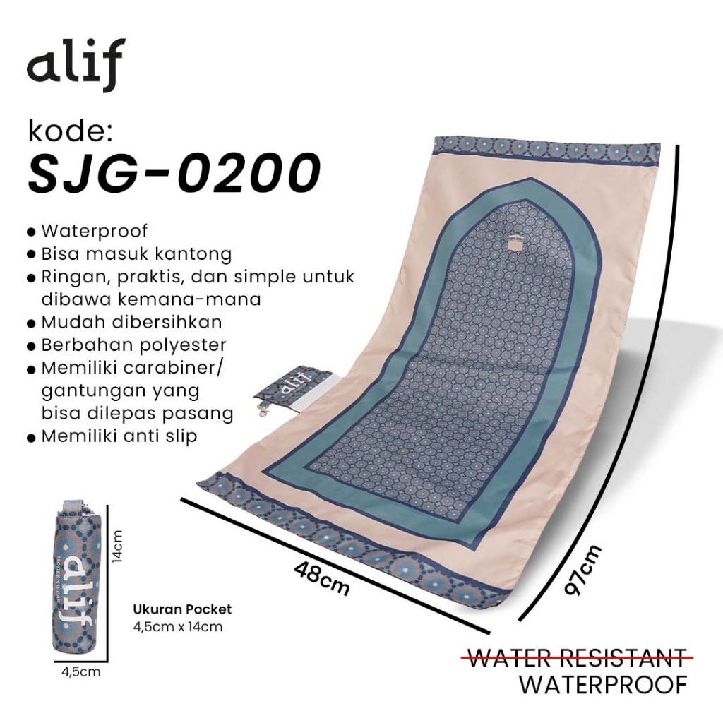 ALIF SAJADAH GENGGAM TRAVEL / SAKU / PORTABLE / WATERPROOF ( ALIF MODERN WEAR SJG-0200 )