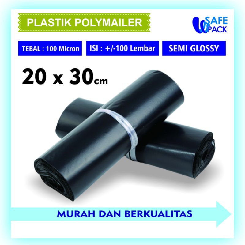 

polymailer polimailer packaging kantong plastik packing online semi glossy isi 100 hitam 20x30