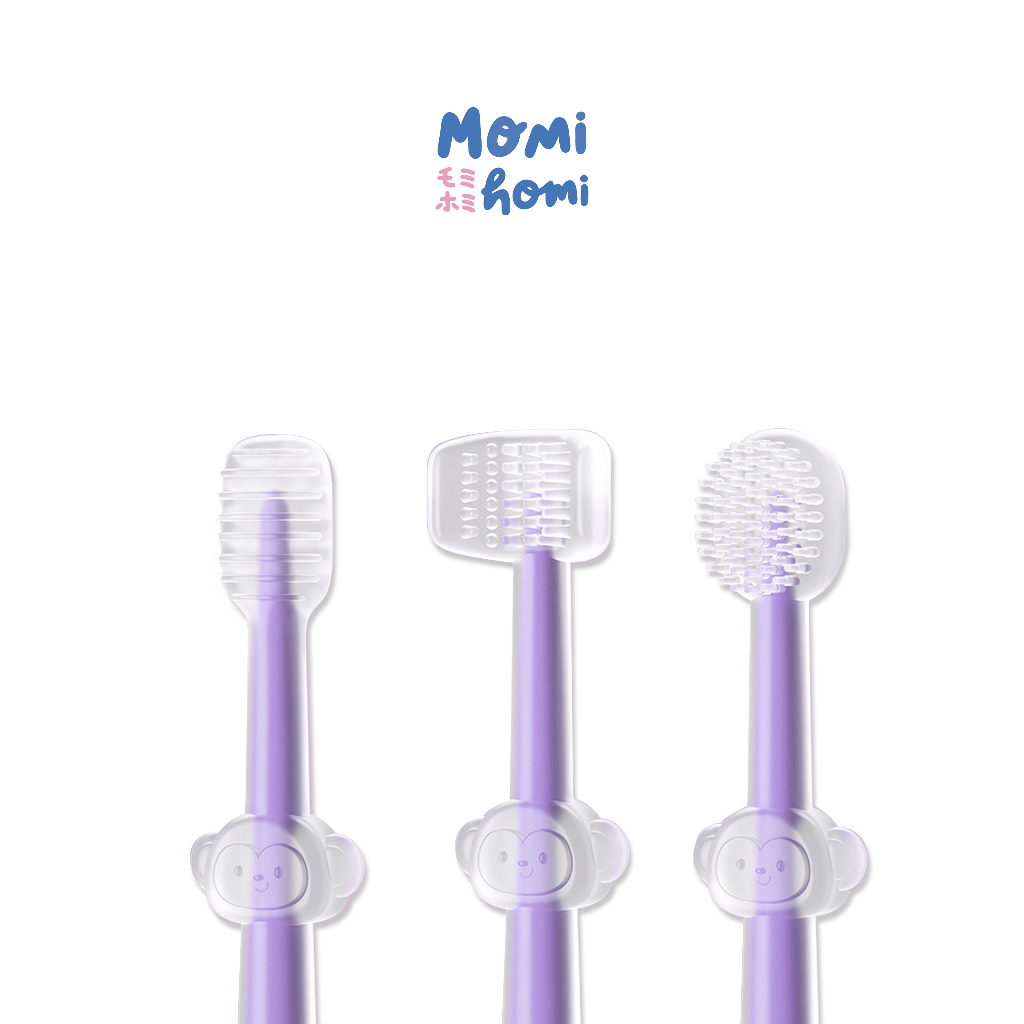 Momi Homi Baby Oral Care 3 in 1 Pembersih Mulut Bayi Sikat Gigi &amp; Lidah Bayi Silicone Baby Toothbrush Silikon Sikat Gusi 3004