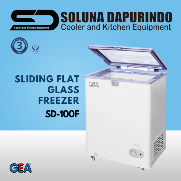 GEA SLIDING FLAT GLASS FREEZER SD-100F / SD100F / PEMBEKU