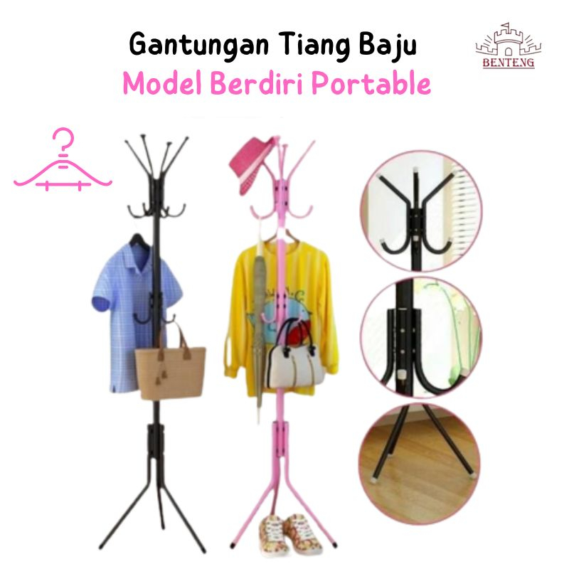 GTG9 - Single Stand Hanger Gantungan Baju Stainless Steal 9 Hook