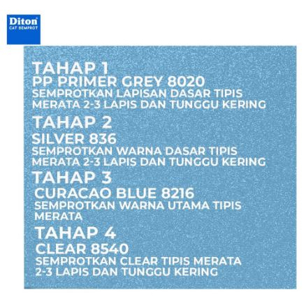 Pilox Diton Curacao Blue 8216 300ml Warna Biru Metalik Metallic Sepeda Motor Mobil