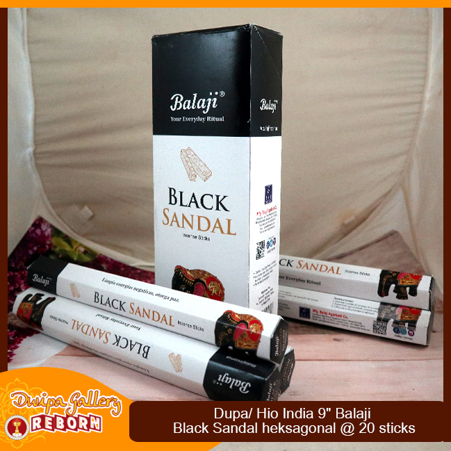 Dupa Hio India Wangi Black Sandal Balaji Hexagon 1 box 6pcs @20stick